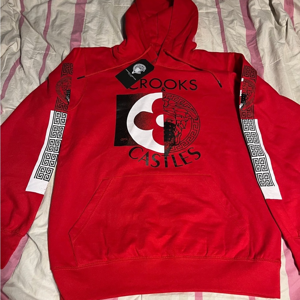Crooks and castles red split Medusa hoodie
